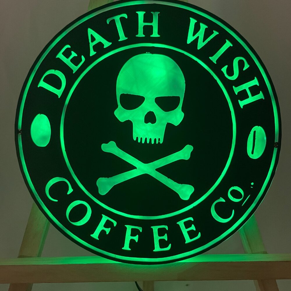 Death Wish Coffee 3D Printed wall Lamp with remote coffee lover edition - Picture 8 of 11